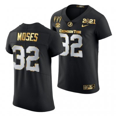 Men's Alabama Crimson Tide #32 Dylan Moses 3X CFP National Championship Black Golden Limited NCAA College Football Jersey 2403CPTL0